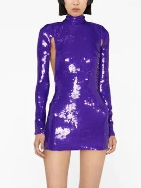 LaQuan Smith Purple Sequin Dress